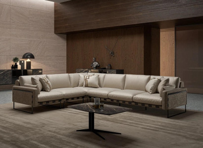 L-shaped corner sofa couch living room luxury upholstery seating suite coffee table new